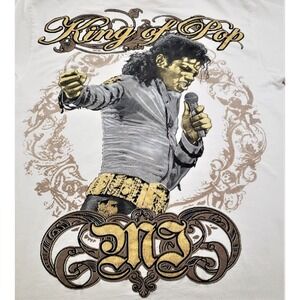 Michael Jackson King of Pop Adult XL Gold Glitter Streetwear New Rizon Shirt
